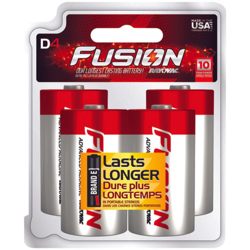 RAYOVAC(R) 813-4TFUSJ FUSION(TM) Long-Lasting Alkaline Batteries (D, 4