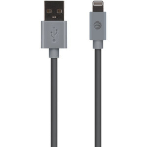 AT&T(R) LC10-GRY Charge & Sync USB Cable with Lightning(R) Connector,