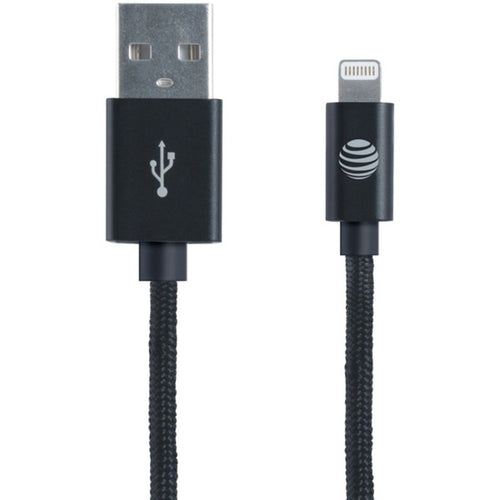 AT&T SC03B-LGT Charge & Sync Braided USB to Lightning Cable, 4ft (Blac