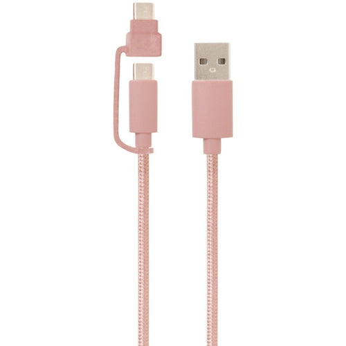 Helix ETHACM10RG USB-A to USB-C(TM) Cable with Micro USB Adapter, 10ft