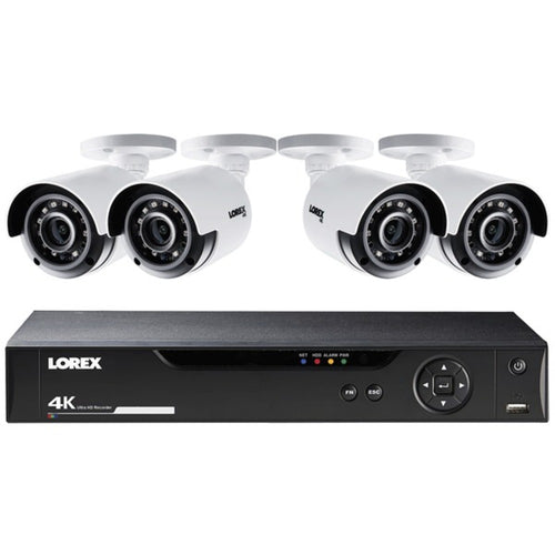 Lorex LHV51081T4KB 8-Channel 4K HD 1TB DVR with Four 4K Bullet Securit