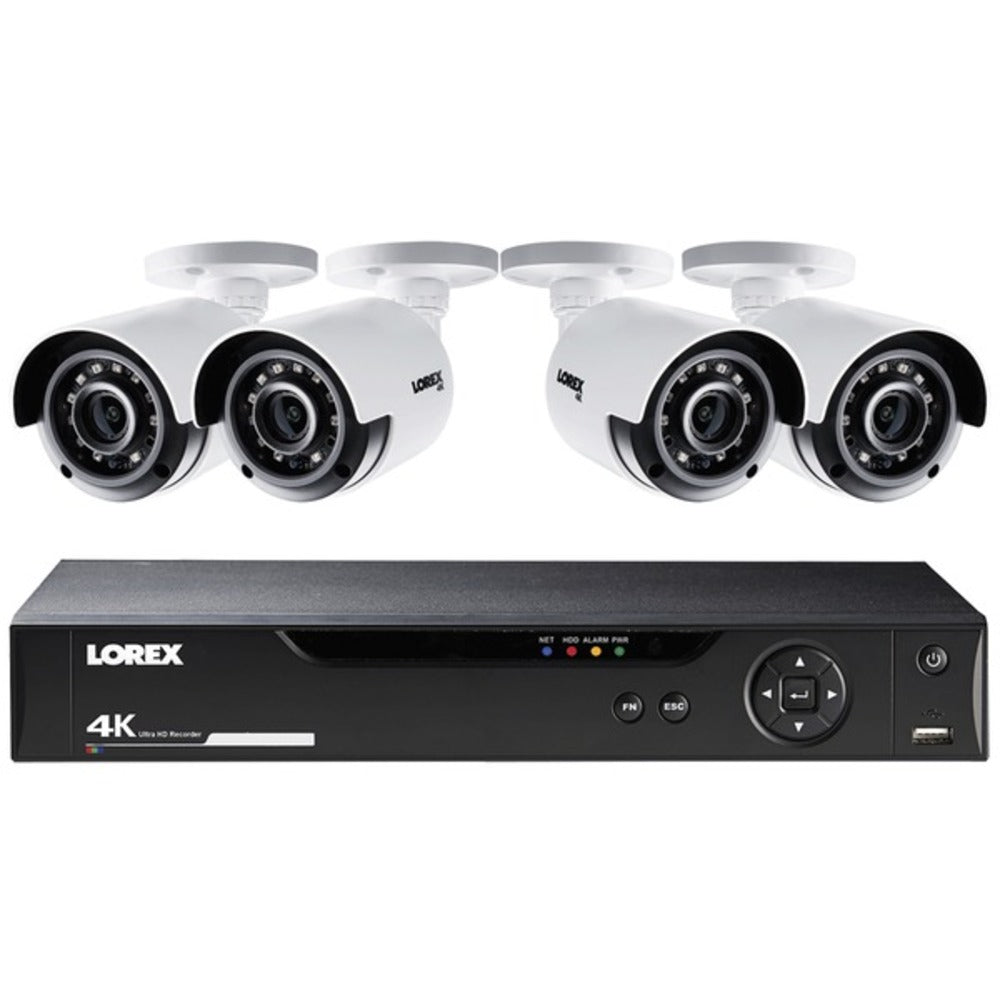 Lorex LHV51081T4KB 8-Channel 4K HD 1TB DVR with Four 4K Bullet Securit