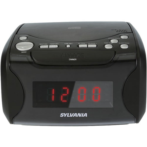 SYLVANIA(R) SCR4986 USB-Charging CD Dual Alarm Clock Radio
