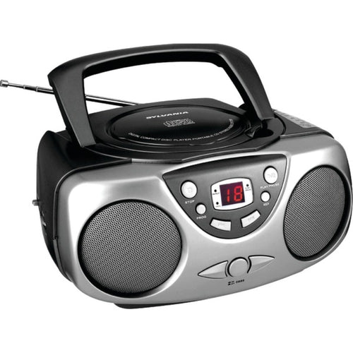 SYLVANIA(R) SRCD243M BLACK Portable CD Boom Boxes with AM/FM Radio (Bl