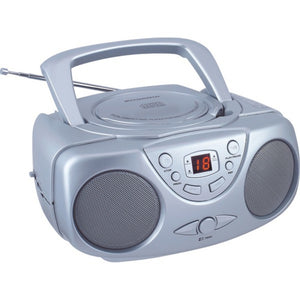 SYLVANIA(R) SRCD243M SILVER Portable CD Boom Box with AM/FM Radio (Sil