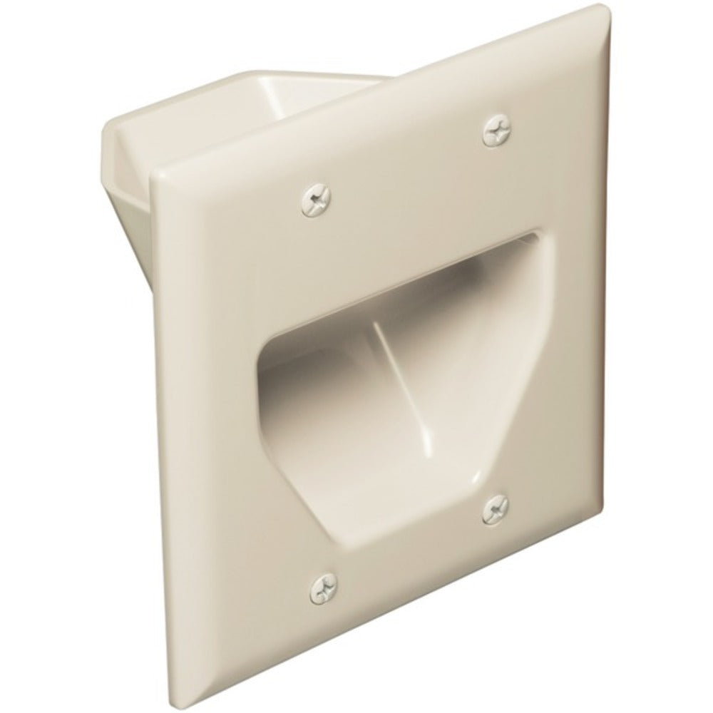 DataComm Electronics 45-0002-LA 2-Gang Recessed Cable Plate (Light Alm
