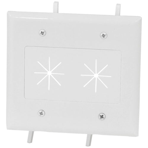 DataComm Electronics 45-0015-WH 2-Gang Cable Plate with Flexible Openi