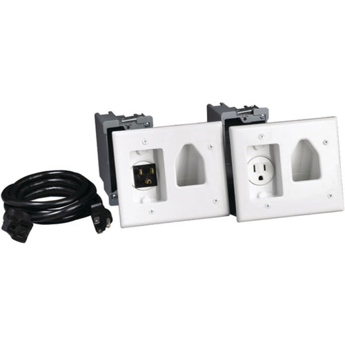 DataComm Electronics 45-0023-WH Recessed Pro-Power Kit with Straight B