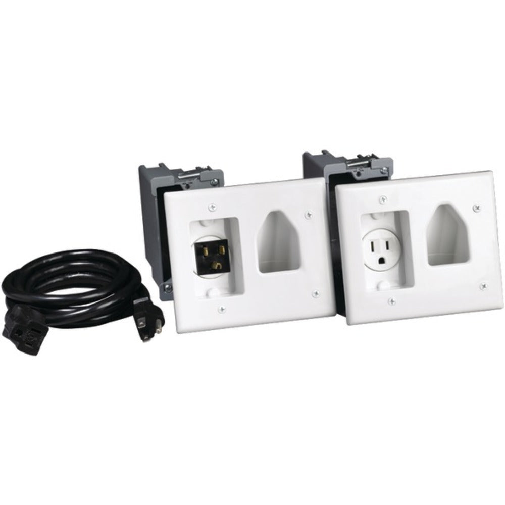 DataComm Electronics 45-0023-WH Recessed Pro-Power Kit with Straight B