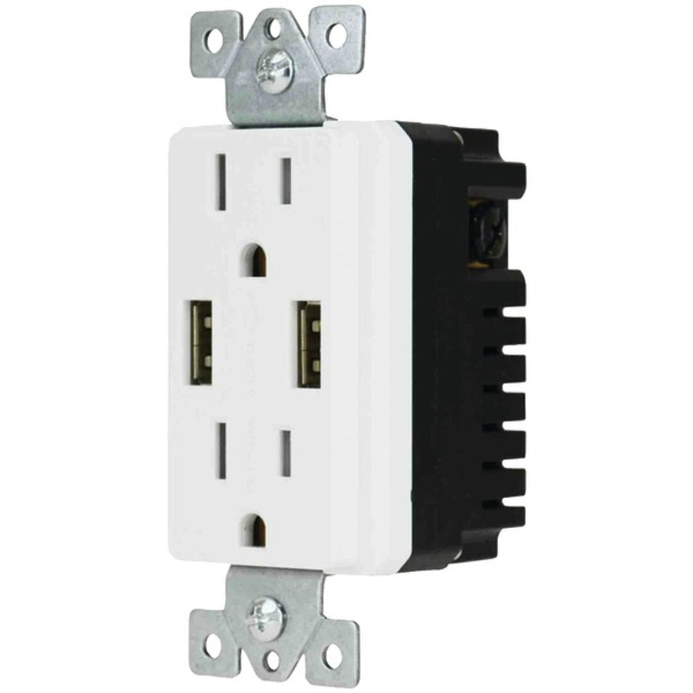 DataComm Electronics 48-0204-WH Decor Duplex 4-Amp USB Charger & Outle