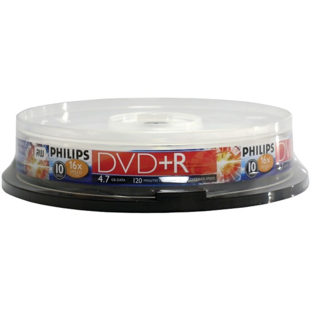 Philips(R) DR4S6B10F/17 4.7GB 16x DVD+Rs (10-ct Cake Box Spindle)
