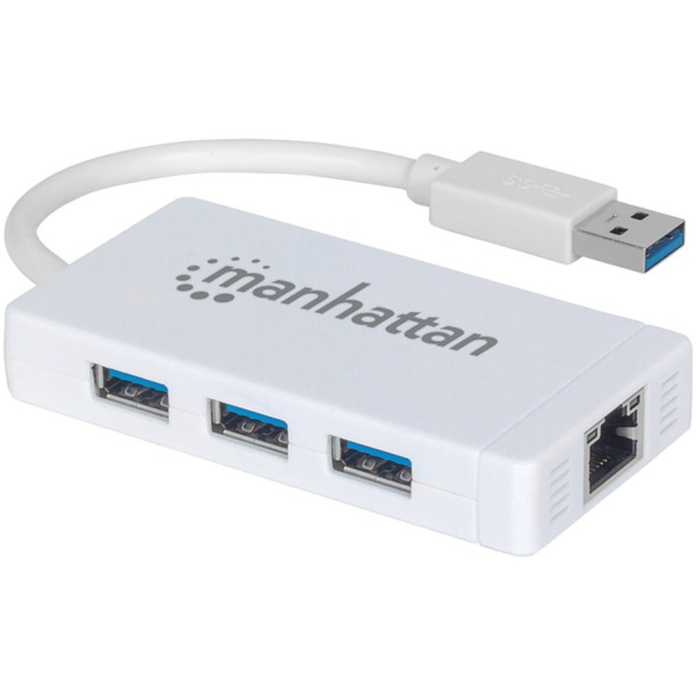 Manhattan(R) 507578 3-Port USB 3.0 Hub with Gigabit Ethernet Adapter