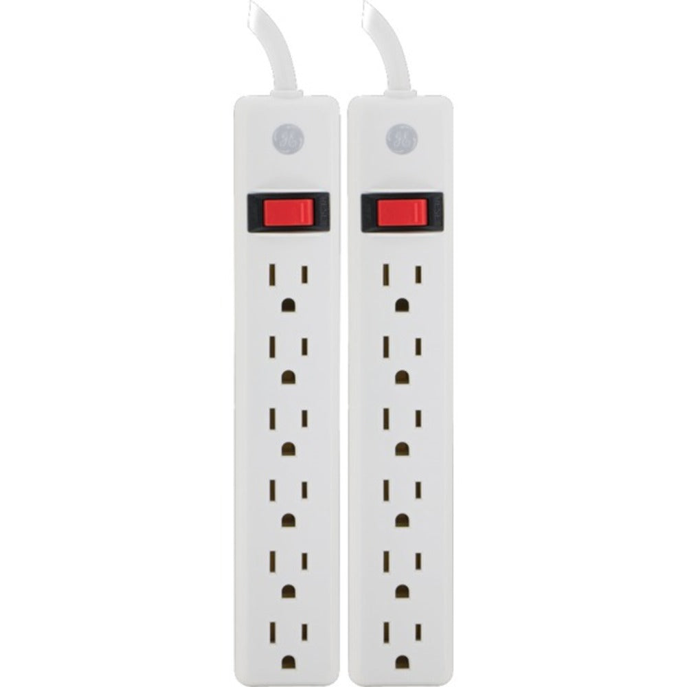 GE 14087 6-Outlet General-Purpose Power Strips with 2ft Cord, 2 pk