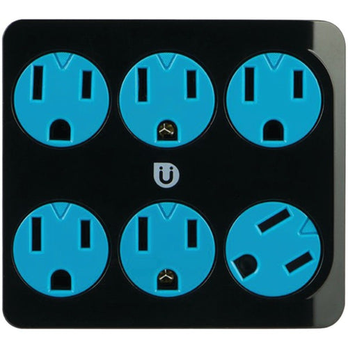 Uber(TM) 25112 6-Outlet Power Tap (Black & Blue)