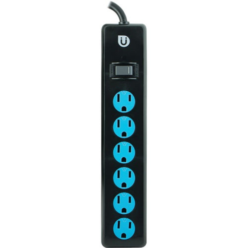 Uber(TM) 25115 6-Outlet Power Strip (Black & Blue)