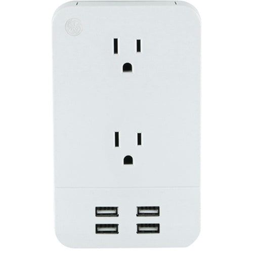 GE(R) 31708 2-Outlet Surge-Protector Wall Tap with 4 USB Ports