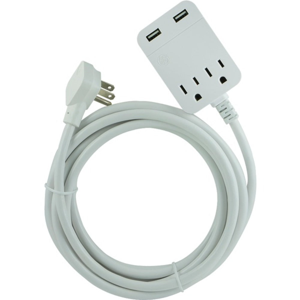 GE(R) 32089 USB Extension Cord with Surge Protection, 12ft