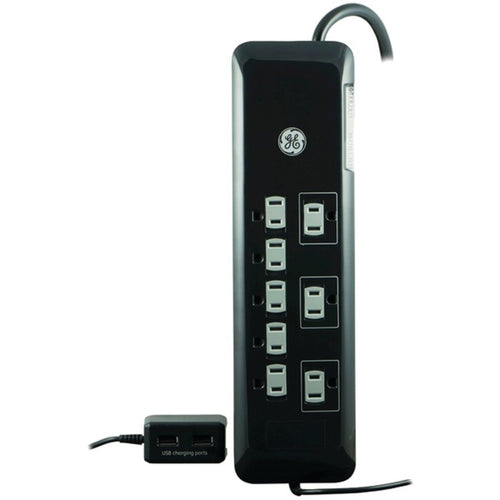 GE(R) 34117 8-Outlet Surge Protector with USB Tether, 4ft Cord