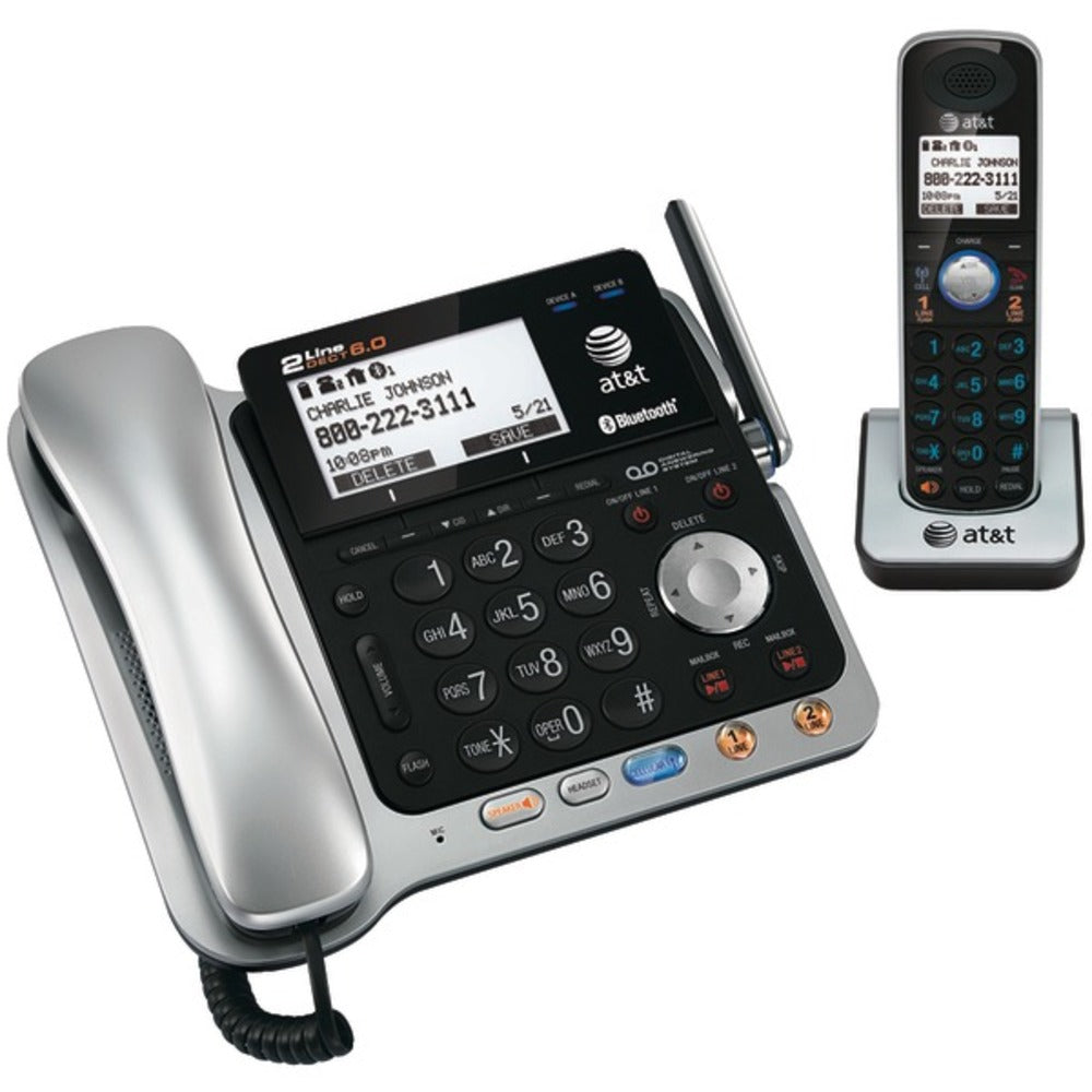AT&T TL86109 DECT 6.0 2-Line Connect to Cell Corded/Cordless Bluetooth