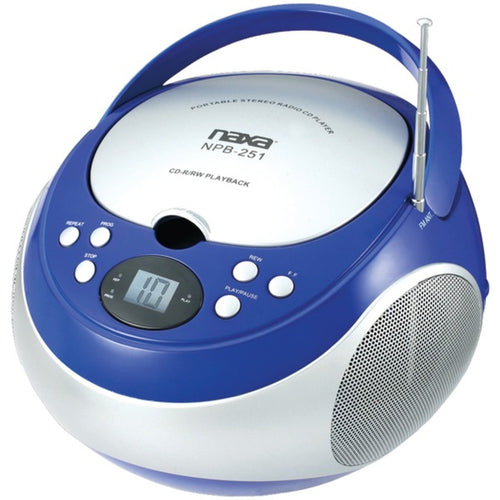 Naxa(R) NPB251BL Portable CD Player with AM/FM Radio (Blue)