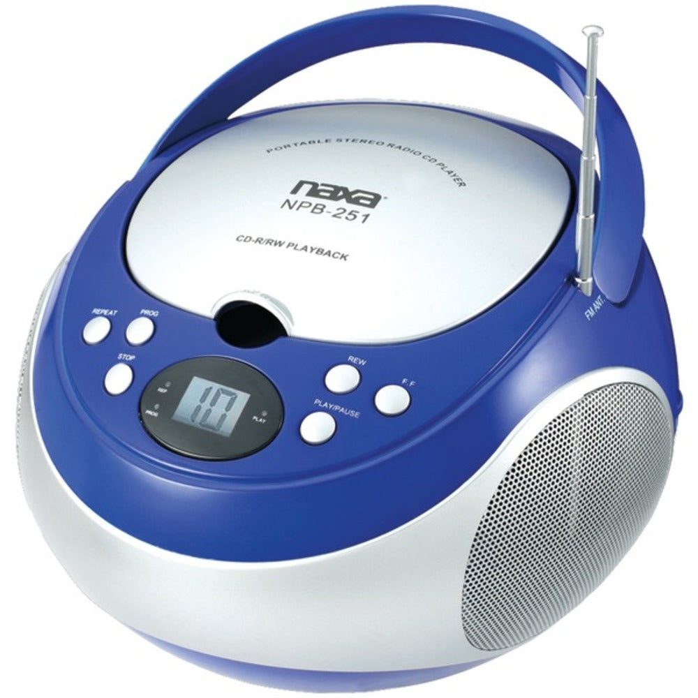 Naxa(R) NPB251BL Portable CD Player with AM/FM Radio (Blue)
