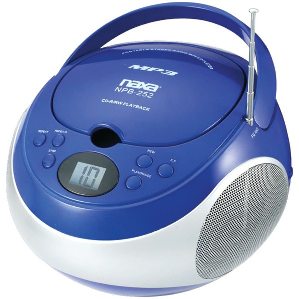 Naxa(R) NPB252BL Portable CD/MP3 Players with AM/FM Stereo (Blue)