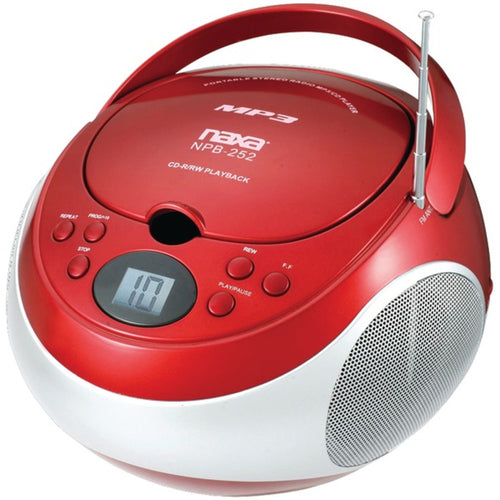 Naxa(R) NPB252RD Portable CD/MP3 Players with AM/FM Stereo (Red)