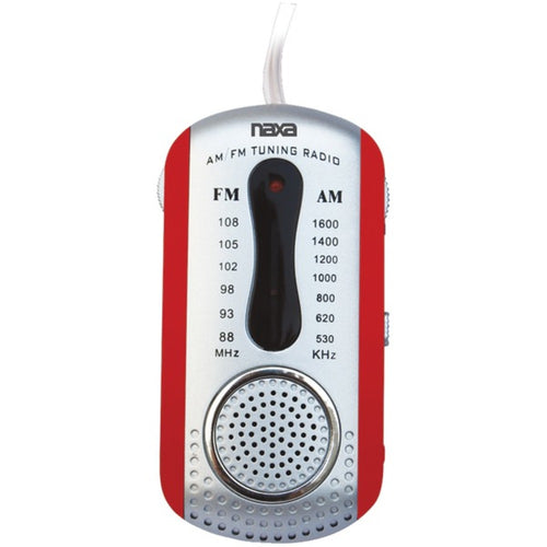 Naxa(R) NR721RD AM/FM Mini Pocket Radio with Speaker (Red)