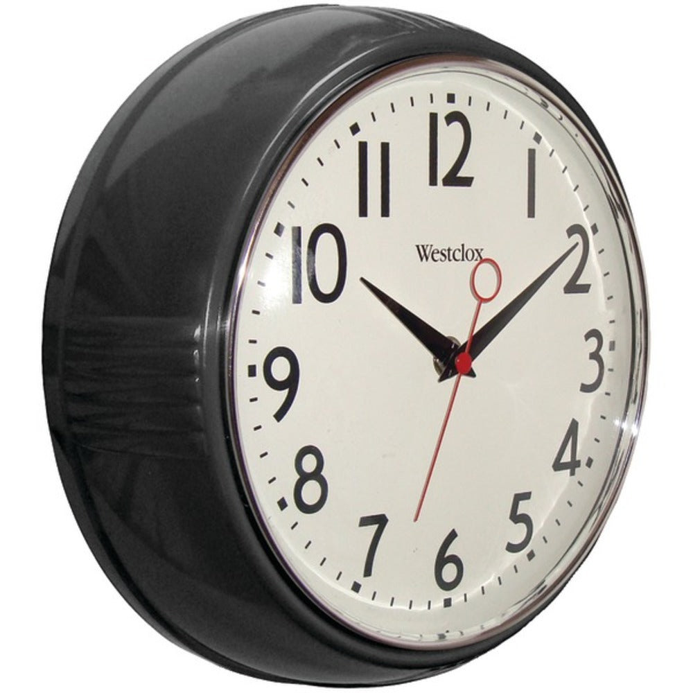 Westclox(R) 32042BK 9.5 1950s Retro Black Case Convex Glass Clock