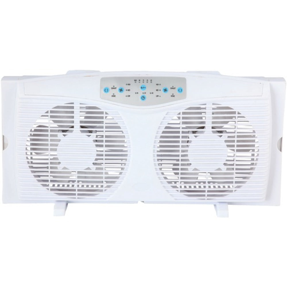 Optimus F-5286 8 Reversible Twin Window Fan with Thermostat