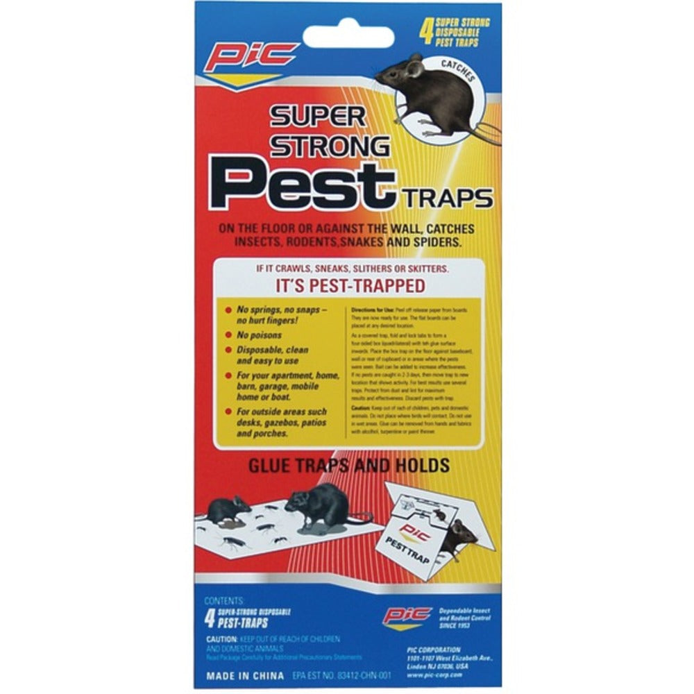 PIC(R) GPT-4 Glue Pest Trap for Spiders & Snakes, 4 pk