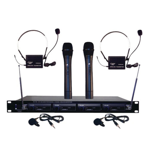 Pyle Pro PDWM4300 4-Microphone VHF Wireless Rack-Mount Microphone Syst