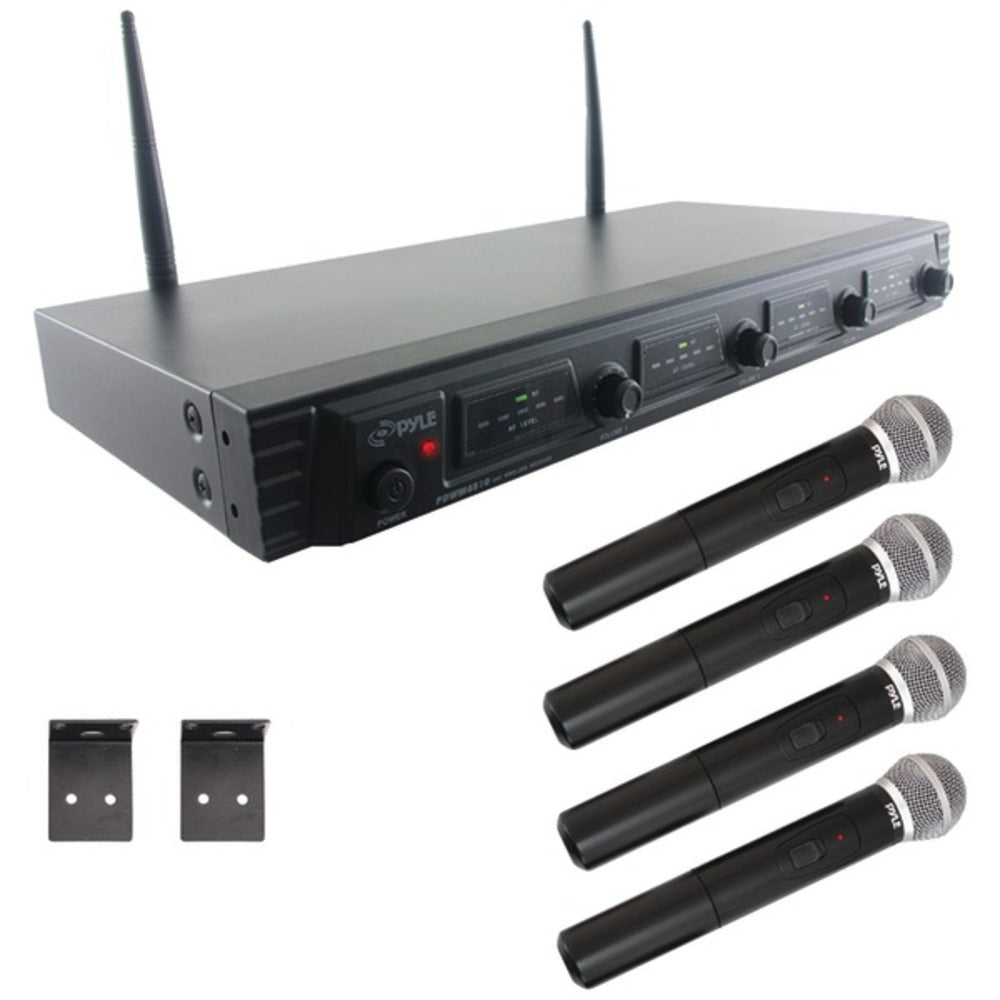 Pyle PDWM4520 UHF Quad-Channel Fixed-Frequency Wireless Microphone Sys