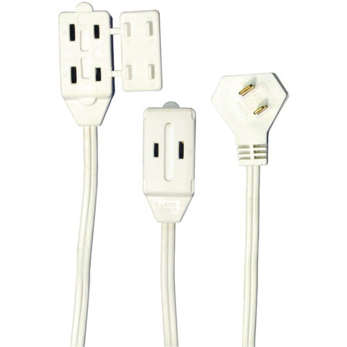 Axis(TM) 45503 2-Prong 3-Outlet Wall Hugger Indoor Extension Cord, 6ft